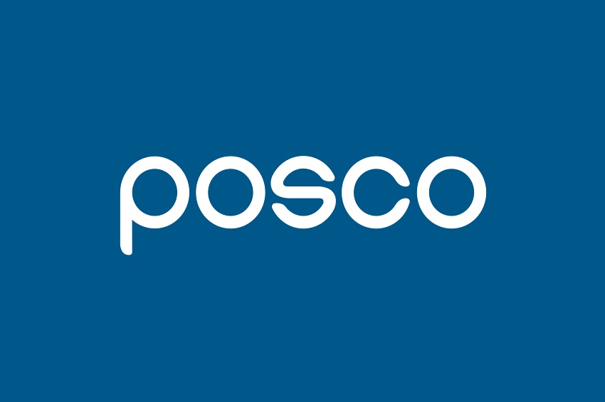 Logo officiel de POSCO Holdings, groupe sidérurgique sud-coréen actif dans la production d’aciers plats et industriels