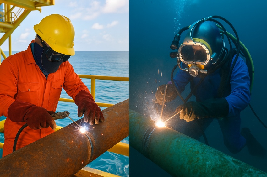 Comparaison entre le soudage offshore en surface et le soudage sous-marin sur pipeline