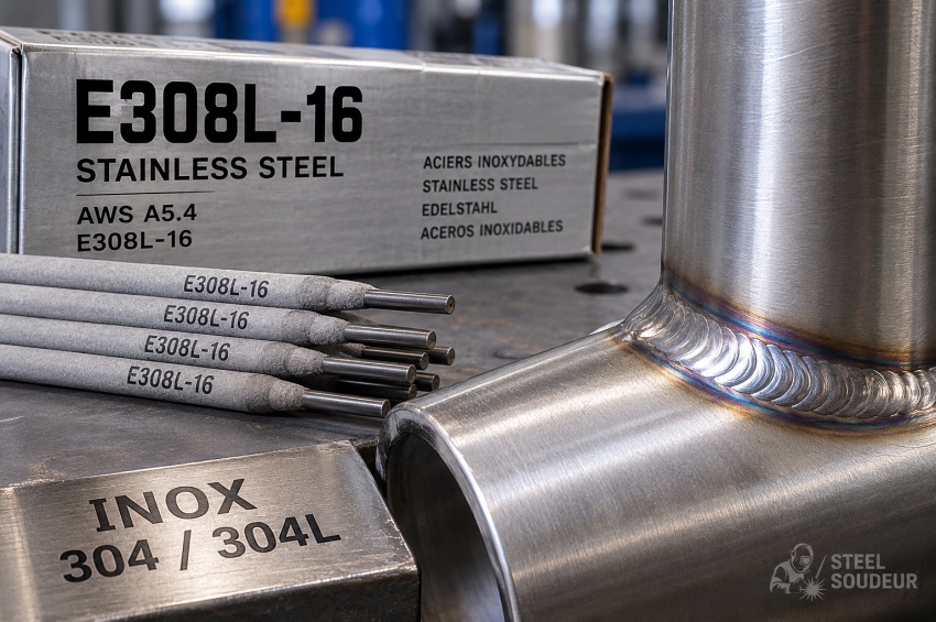 Électrode inox E308L-16 pour soudage MMA des inox 304 et 304L