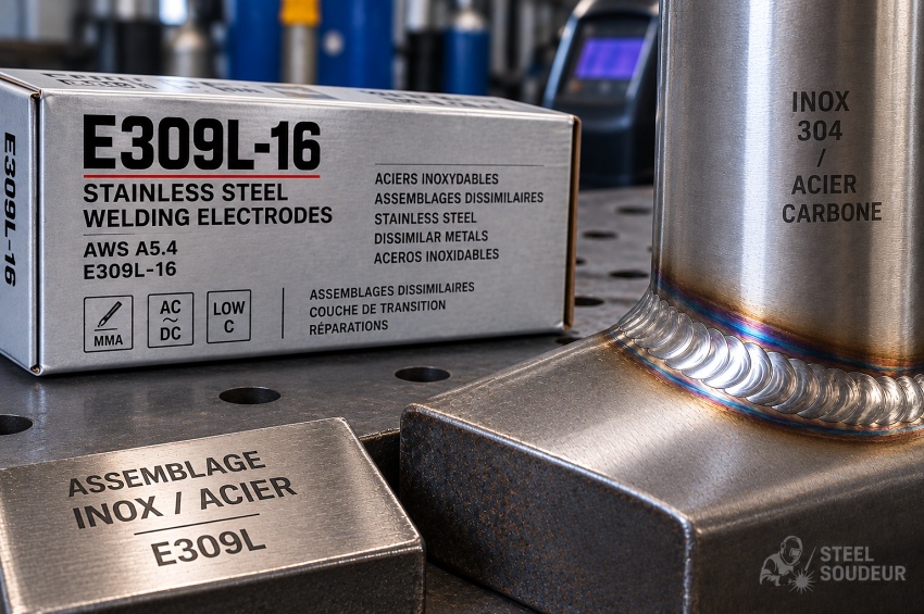 Électrode inox E309L-16 pour assemblages dissemblables inox et acier