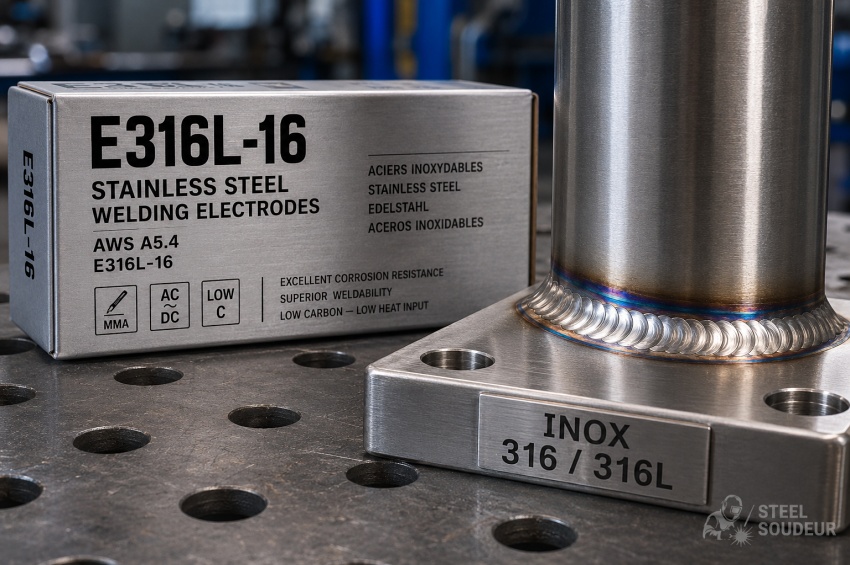 Électrode inox E316L-16 pour soudage MMA des inox 316 et 316L