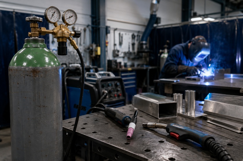Bouteille d’argon utilisée comme gaz de protection pour le soudage TIG et MIG