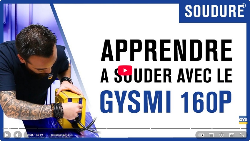 Capture de la vidéo tutoriel GYS sur le GYSMI 160P présentant les bases de la soudure MMA et une démonstration du TIG par grattage