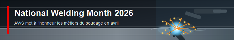 Illustration du National Welding Month 2026 avec soudage à l'arc et étincelles